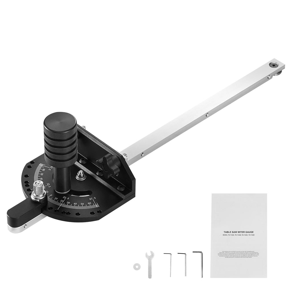Accurate Miter Gauge, Fits Slots 3/4'' x 3/8'', Crafted from Aluminum Alloy, Features 15 Adjustable Angle Stops, Spring-Loaded Plunger & Detachable Disc, Ideal for Woodwork & Table Saws