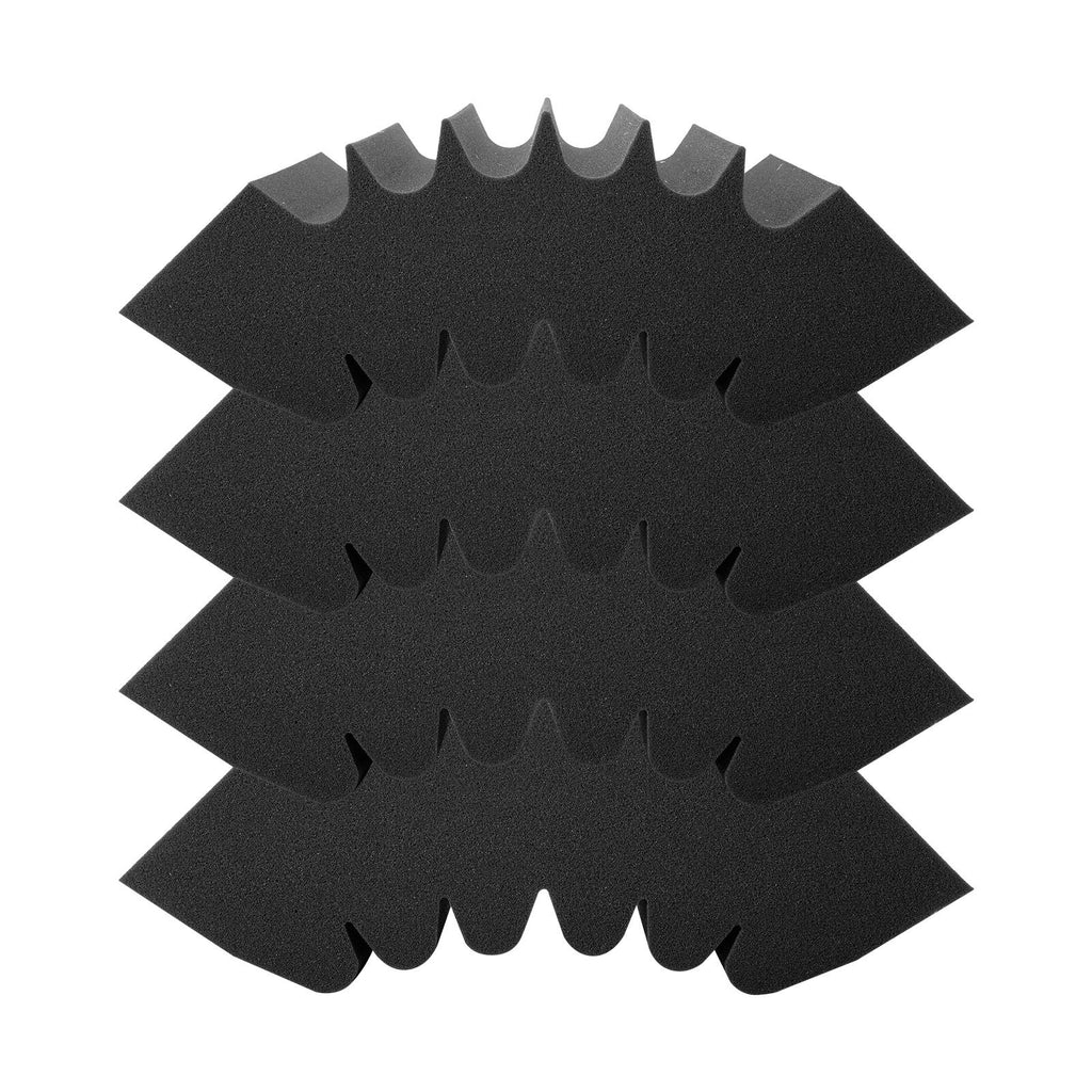Acoustic Foam Panels, 4 Pack 16.5 x 6.3 x 12 inches, Adhesive High Density Soundproof Wall Panels,Fire-Resistant Acoustic Panel,Sound Dampening Absorbing Panel for Studio Wall and Ceiling,Black
