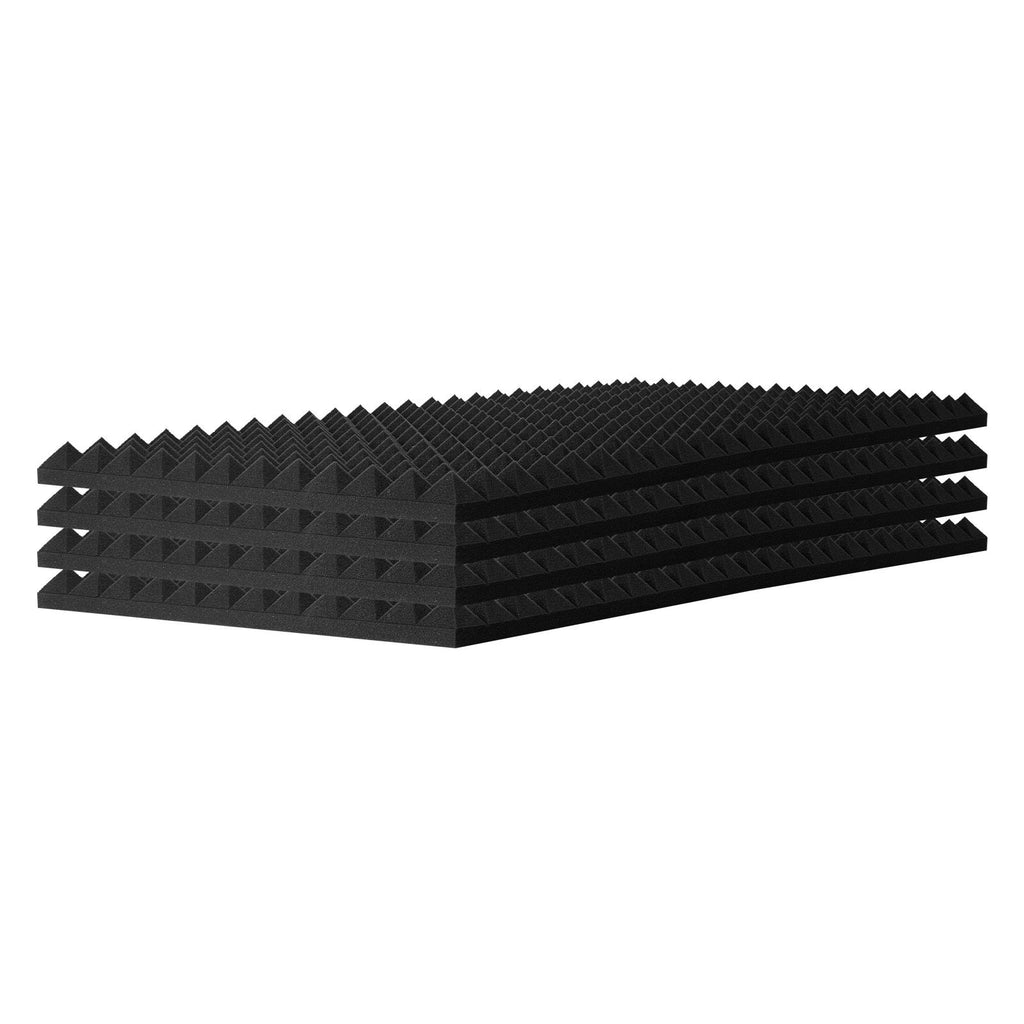 Acoustic Foam Panels, 4 Pack 48 x 24 x 2 inches, Pyramid Designed Soundproof Wall Panels,Fire-Resistant Acoustic Panels,Sound Dampening Absorbing Panels for Studio Wall and Ceiling,Black