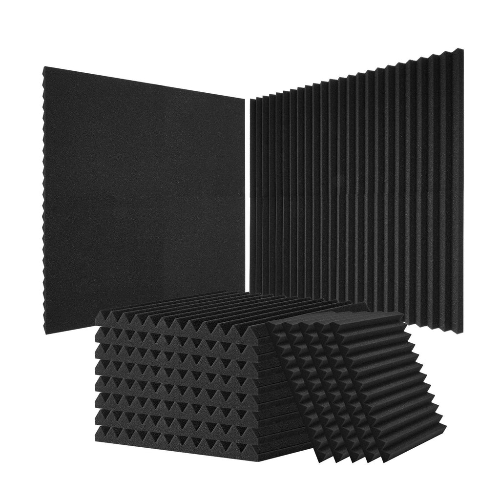 Acoustic Foam Panels, 80 Pack 12 x 12 x 1 inches, High Density Soundproof Wall Panels,Fire-Resistant Acoustic Panels,Sound Dampening Absorbing Panels for Studio Wall and Ceiling,Black