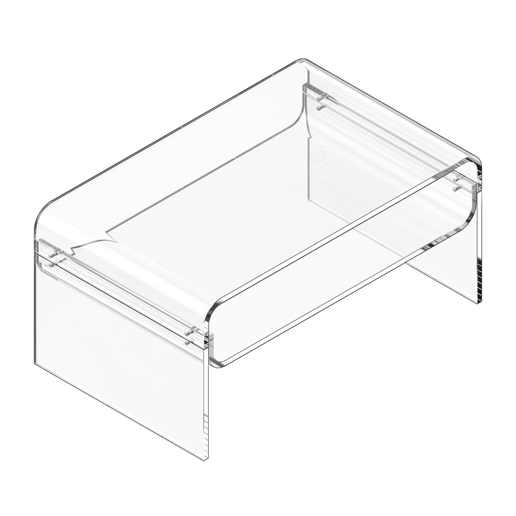 Acrylic Coffee Table, 2 Tiers Center Table with Storage Shelf, Modern Rectangle Acrylic Coffee Desk, Ideal for Dining Room, Kitchen Island, Restaurant, Office, 19.7 x 31.5 x 15 in (Clear)