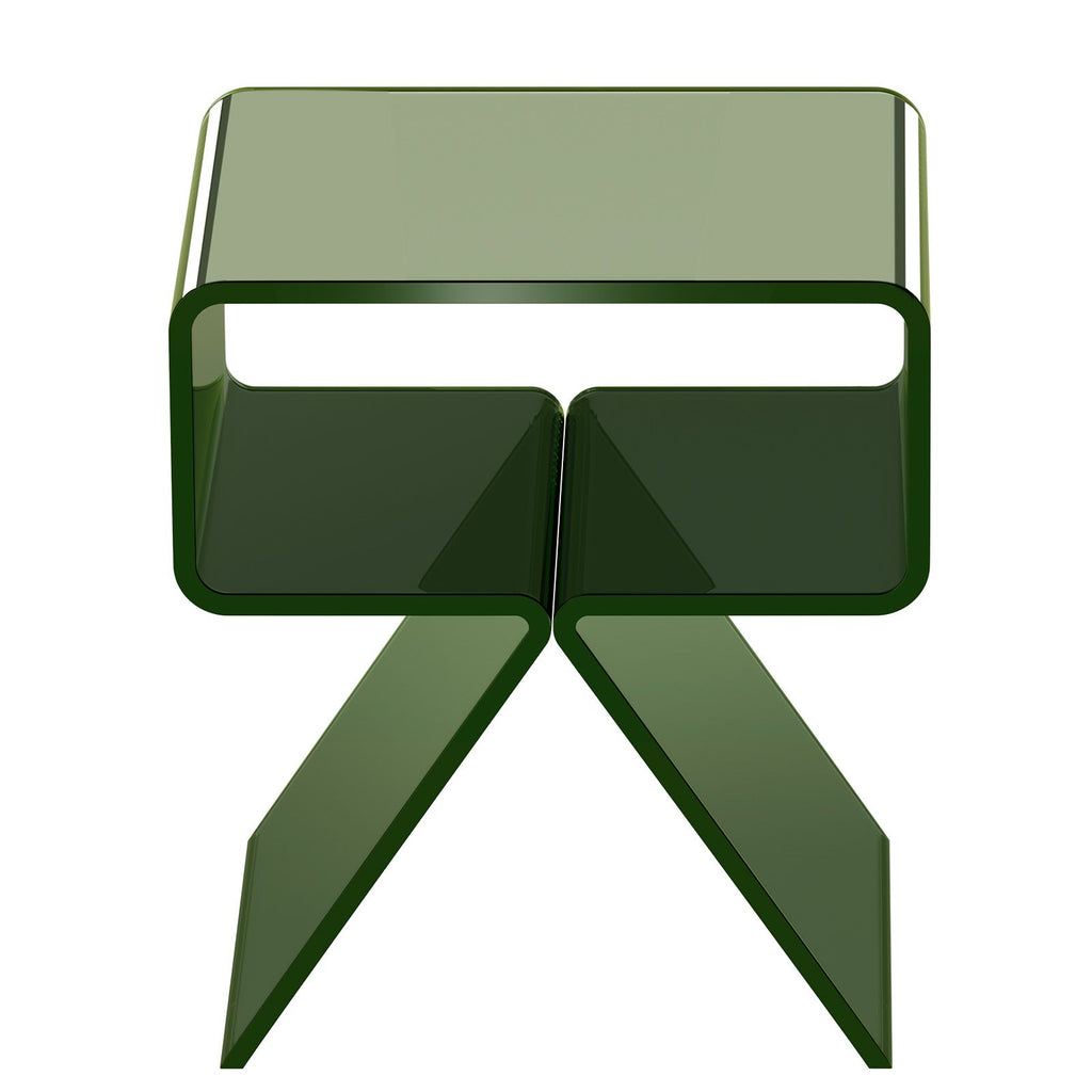 Acrylic Nightstand Side Table, Modern Clear Bedside Table with Storage Shelf, Transparent Small End Desk for Living Room, Bedroom, Home Decor, No Assembly Needed, 11.8 x 15.4 x 17 in (Green)