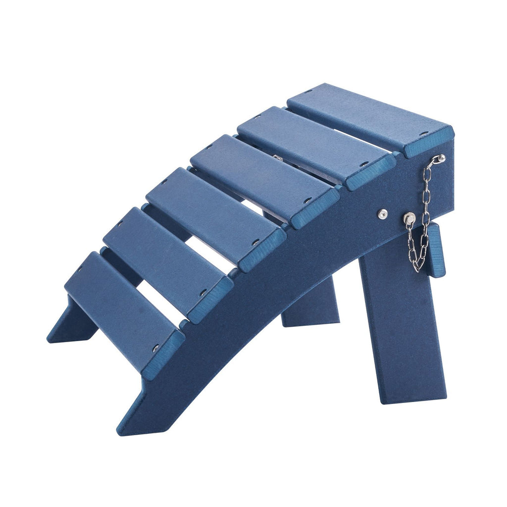 Adirondack Ottoman, 15.7L x 18.9W x 13H Inch HDPE Plastic Folding Adirondack Ottoman, Weather-Resistant Foot Rest for Adirondack Chair, Widely Used for Outside Porch Pool Lawn Backyard, Blue