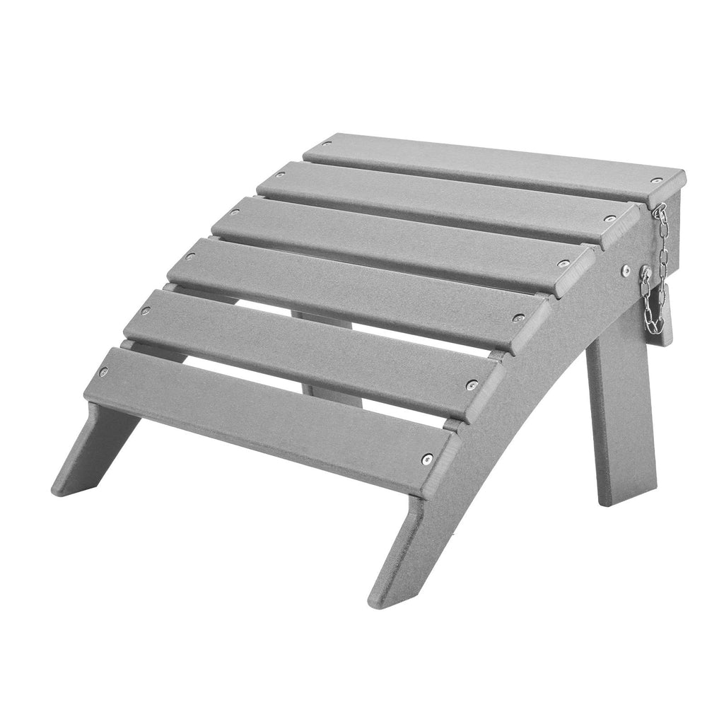 Adirondack Ottoman, 16.9L x 18.9W x 13H Inch HDPE Plastic Folding Adirondack Ottoman, Weather-Resistant Foot Rest for Adirondack Chair, Widely Used for Outside Porch Pool Lawn Backyard, Gray