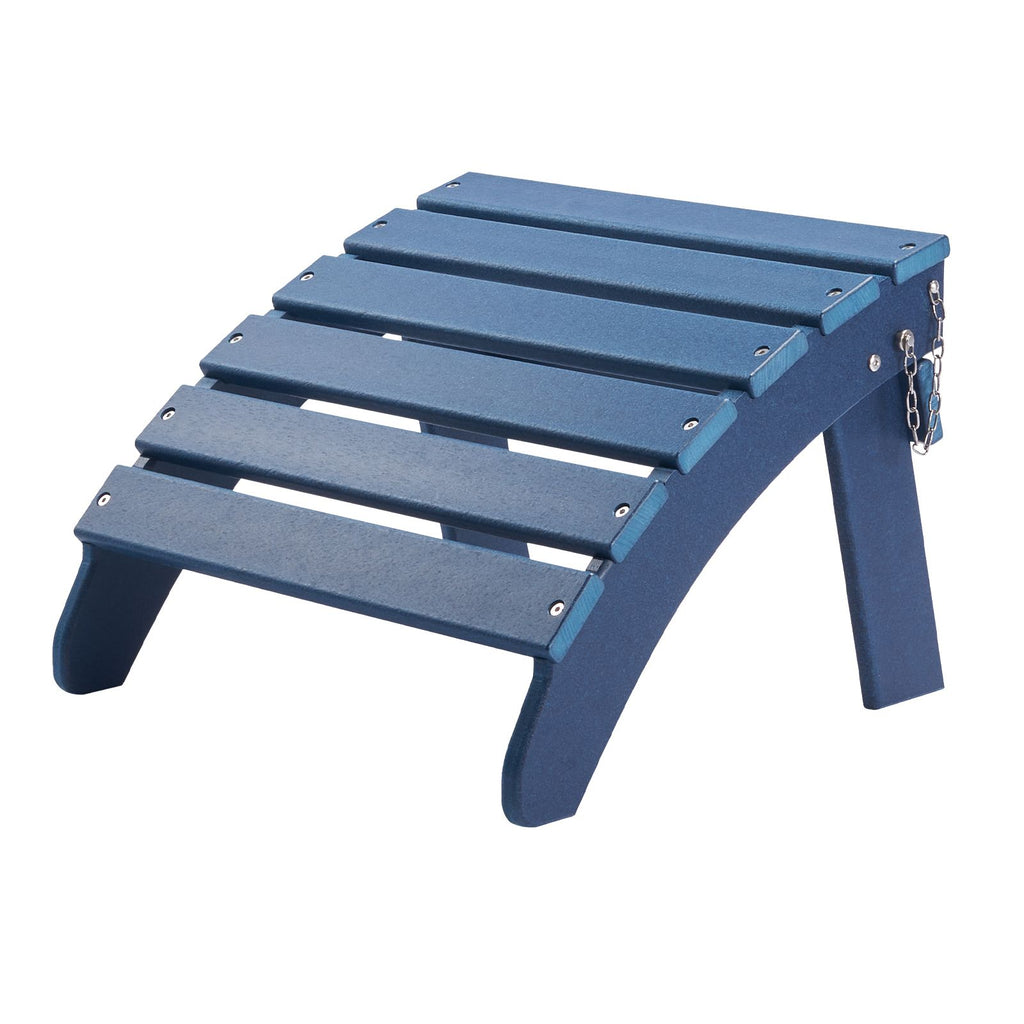 Adirondack Ottoman, 18.7L x 18.9W x 13.8H Inch HDPE Plastic Folding Adirondack Ottoman, Weather-Resistant Foot Rest for Adirondack Chair, Widely Used for Outside Porch Pool Lawn Backyard, Blue