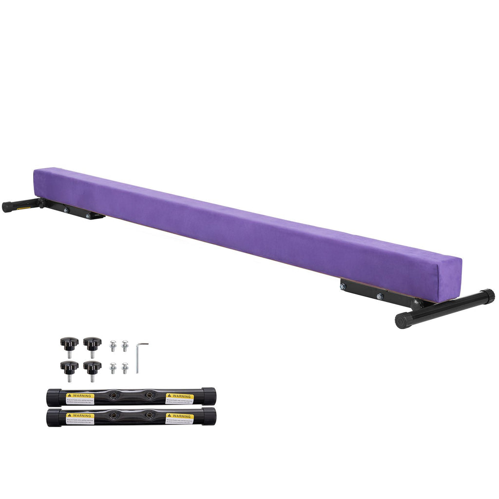 Adjustable Balane Beam for Kids, 8FT Gymnastics Beam, High and Low Floor Beams of 5 Adjustable Heights for All Gymnastic Levels, Professional Gymnastic Equipment for Home and Gym Center, Purple