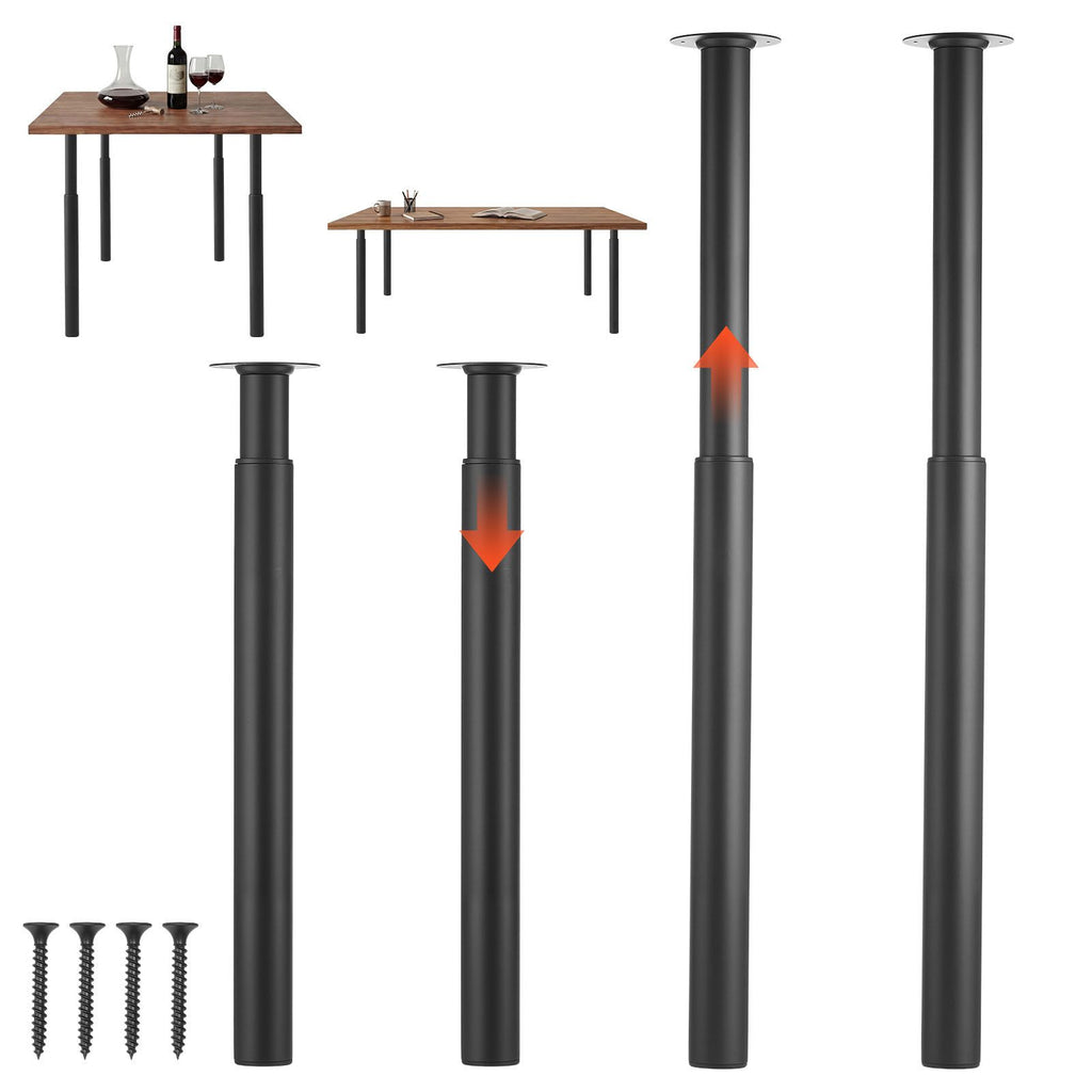 Adjustable Table Legs, 28-43.3 in Steel Furniture Legs, 1200 lbs Max Load Heavy Duty, Quick Installation, Ideal for Home Office Desk DIY, Coffee Dinner Bar Tables, Workbenches, Set of 4, Black