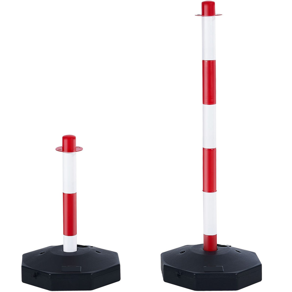 Adjustable Traffic Delineator Post Cones, 2 Pack, Traffic Safety Delineator Barrier with Fillable Base 8FT Chain, for Traffic Control Warning Parking Lot Construction Caution Roads, Red & White