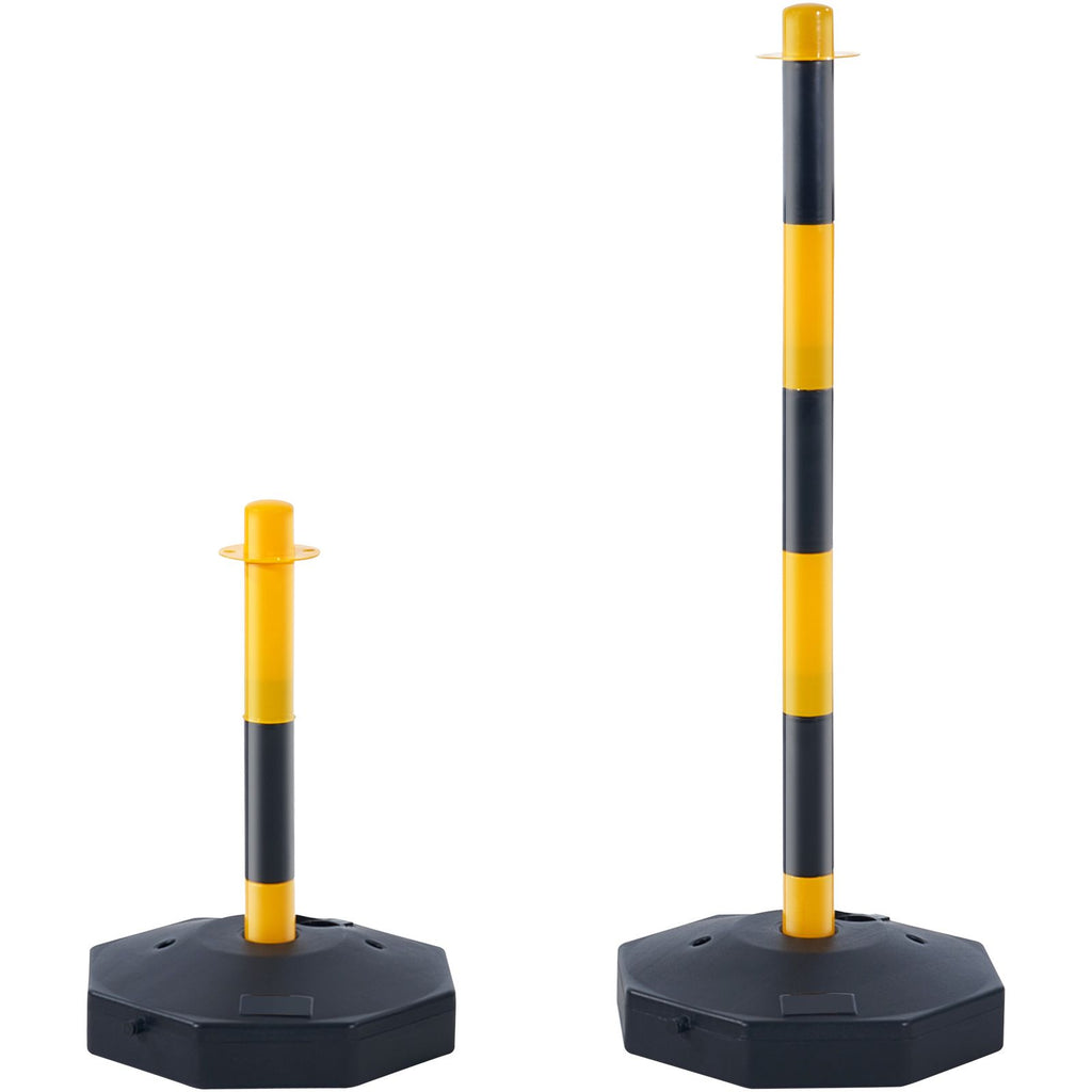 Adjustable Traffic Delineator Post Cones, 6 Pack, Traffic Safety Delineator Barrier with Fillable Base 8FT Chain, for Traffic Control Warning Parking Lot Construction Caution Roads, Yellow&Black