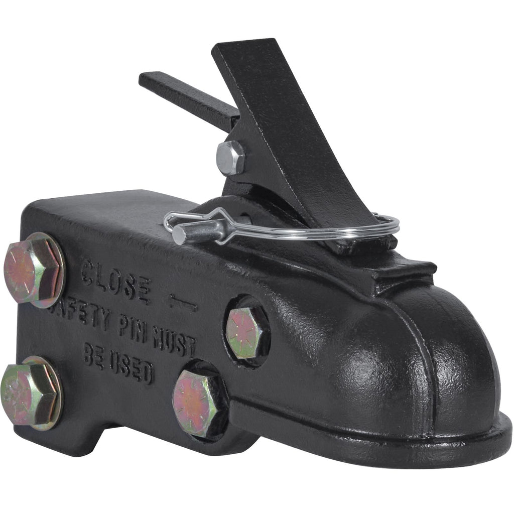 Adjustable Trailer Coupler, 2-5/16" Hitch Ball, 15000 lbs Capacity, Heavy Duty Cast Channel-Mount Coupler with Hardware Kit, Ideal for Towing Station Wagons, Pickup Trucks, SUVs, Black Coating