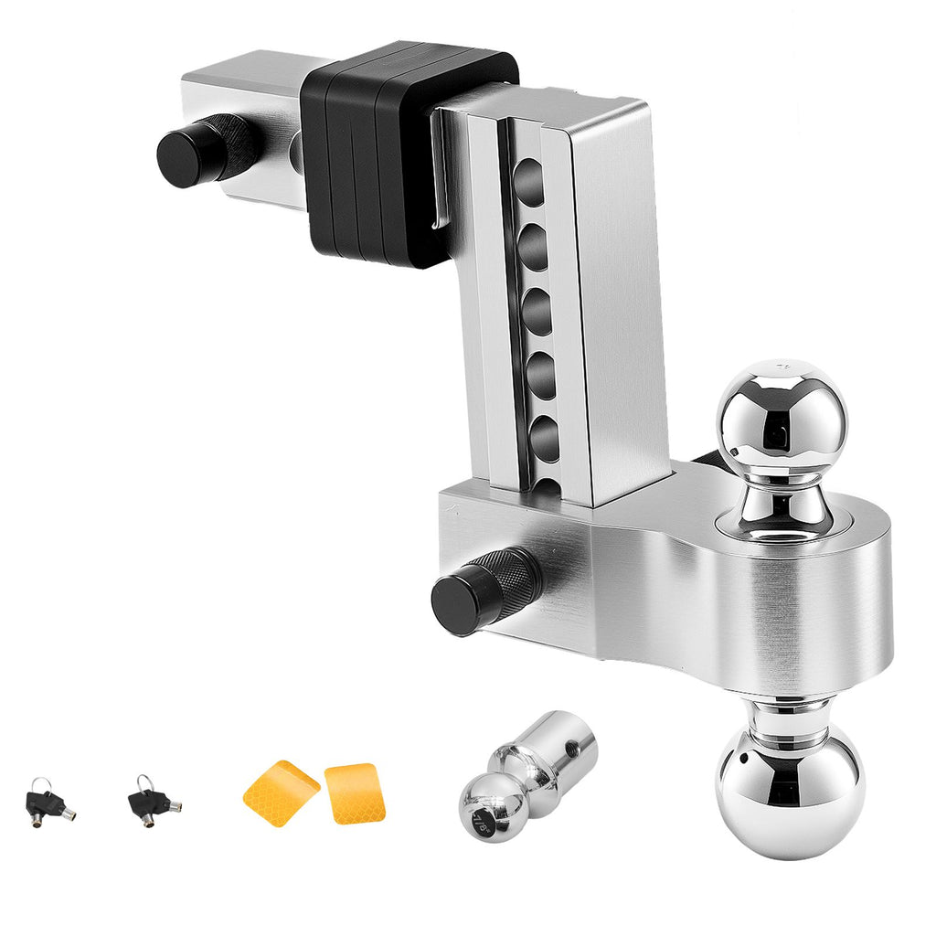 Adjustable Trailer Hitch, 6-Inch Drop Hitch, Tri-Ball Mount for 2-Inch Hitch Receiver, Trailer Ball Size 1-7/8", 2" and 2-5/16", Max 15000 lbs Ball Hitch, Towing Hitch for RVs, ATVs, and Trucks