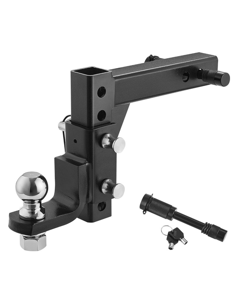 Adjustable Trailer Hitch, Fit 2-Inch Receiver, Trailer Hitch Ball Mount with 2-Inch Ball & Pin, 7500 lbs Capacity Ball Hitch, 9-Inch Drop, Tow Hitch for Heavy Duty Truck with Carbon Steel, Black