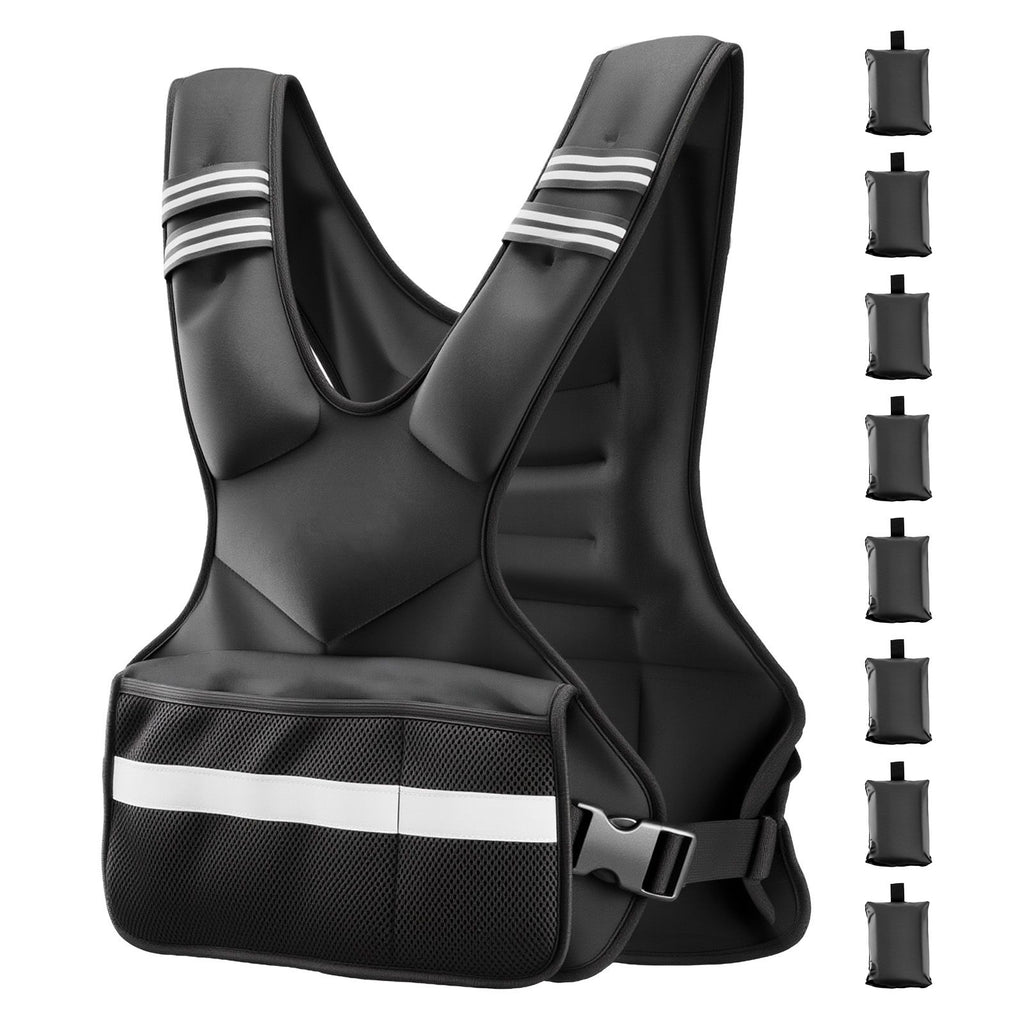 Adjustable Weighted Vest, 24-40 lbs Comfortable X-Shape Body Weight Vest Set with 8 Weight Packs and Reflective Stripe, for Men Women, Workout Equipment for Strength Training Running Jogging