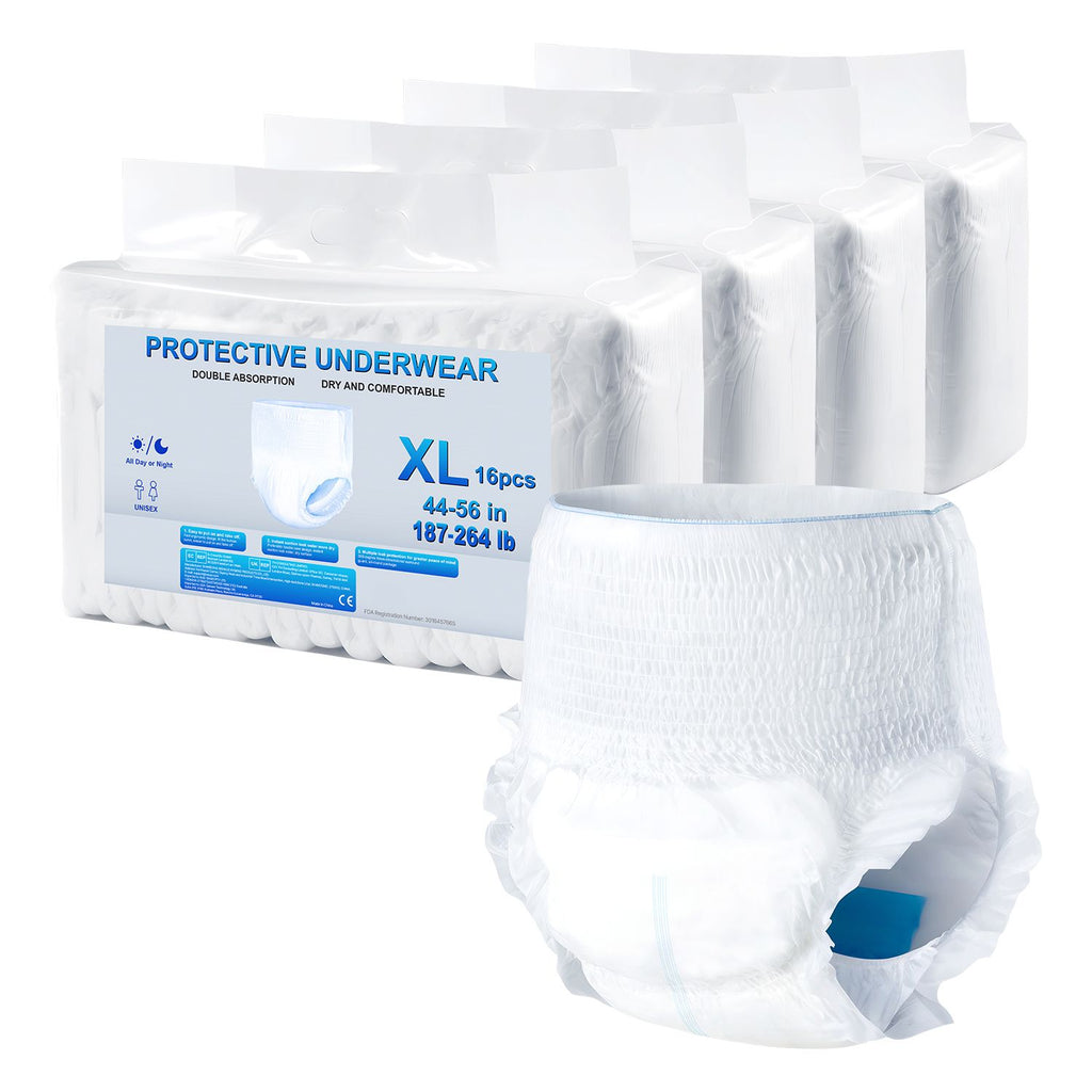Adult Incontinence Underwear, High Absorbent Protective Underwear for Men & Women, Disposable Adult Pull-ups Diaper with Leakproof Leg Cuff & Wetness Indicator - XL Size, 64 Count (4 Pack of 16)