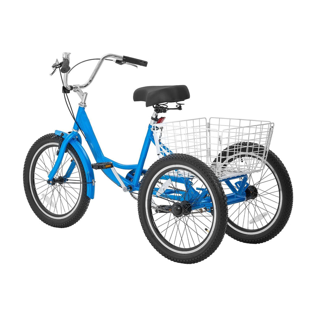Adult Tricycle 20 inch Trike for Adult 3 Wheel Cruiser Bike, with Cargo Basket, Adjustable Seat, and Double-Wall Wheel Rims, Carbon Steel Shopping Picnic Tricycles for Women, Men, Seniors