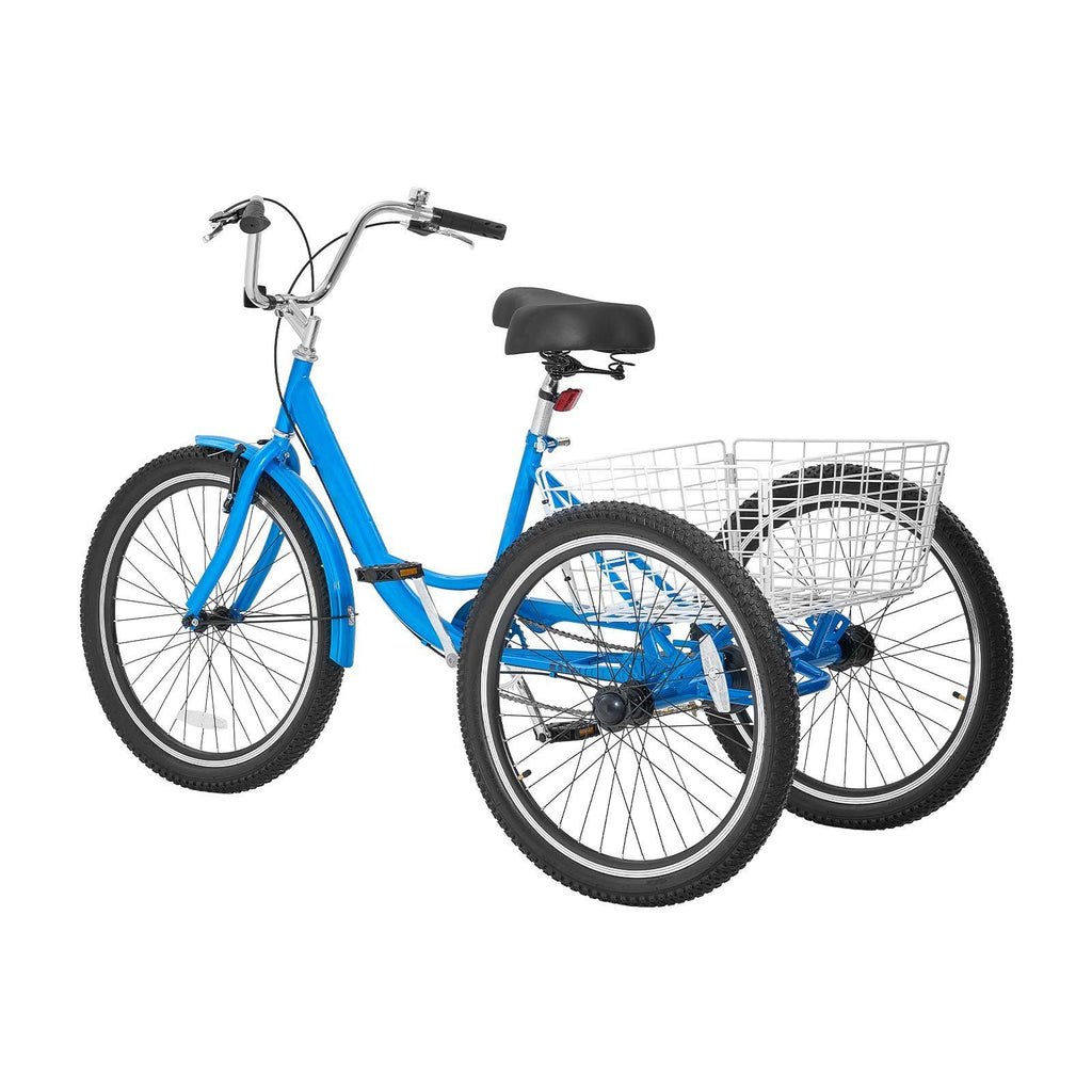 Adult Tricycle 24 inch Trike for Adult 3 Wheel Cruiser Bike, with Cargo Basket, Adjustable Seat, and Double-Wall Wheel Rims, Carbon Steel Shopping Picnic Tricycles for Women, Men, Seniors