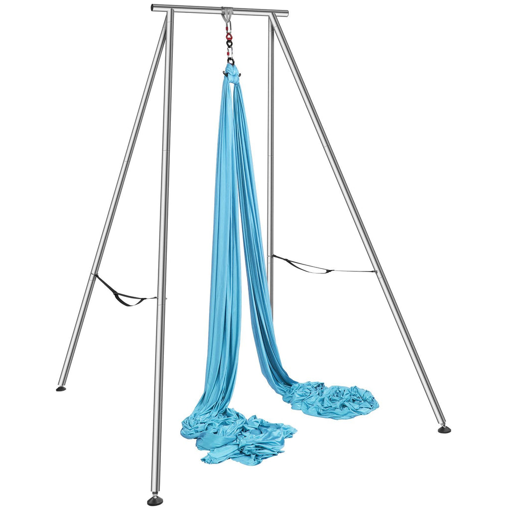 Aerial Yoga Frame & Yoga Hammock, 9.67 ft Height Professional Yoga Swing Stand Comes with 13.1 Yards Aerial Hammock, Max 551.15 lbs Load Capacity Yoga Rig for Indoor Outdoor Aerial Yoga, Blue