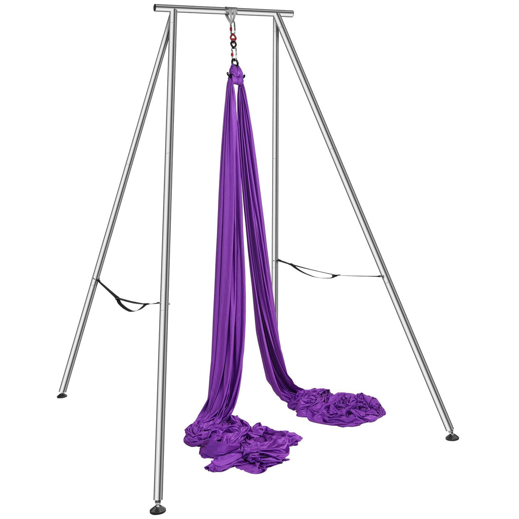 Aerial Yoga Frame & Yoga Hammock, 9.67 ft Height Professional Yoga Swing Stand Comes with 13.1 Yards Aerial Hammock, Max 551.15 lbs Load Capacity Yoga Rig for Indoor Outdoor Aerial Yoga, Purple