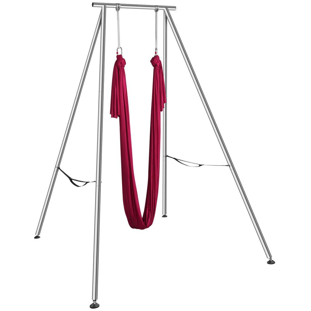 Aerial Yoga Frame & Yoga Hammock, 9.67 ft Height Professional Yoga Swing Stand Comes with 6.6 Yards Aerial Hammock, Max 551.15 lbs Load Capacity, Yoga Rig for Indoor Outdoor Aerial Yoga, Red