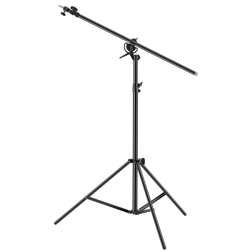 Air Cushioned Aluminum Light Stand, Max Height 12.8 ft/390 cm, Adjustable Photography Stand with Boom Arm, Sandbag, Max Load 5kg, 1/4 in Screw for Softbox, Studio Flash, Umbrella, Ring Light