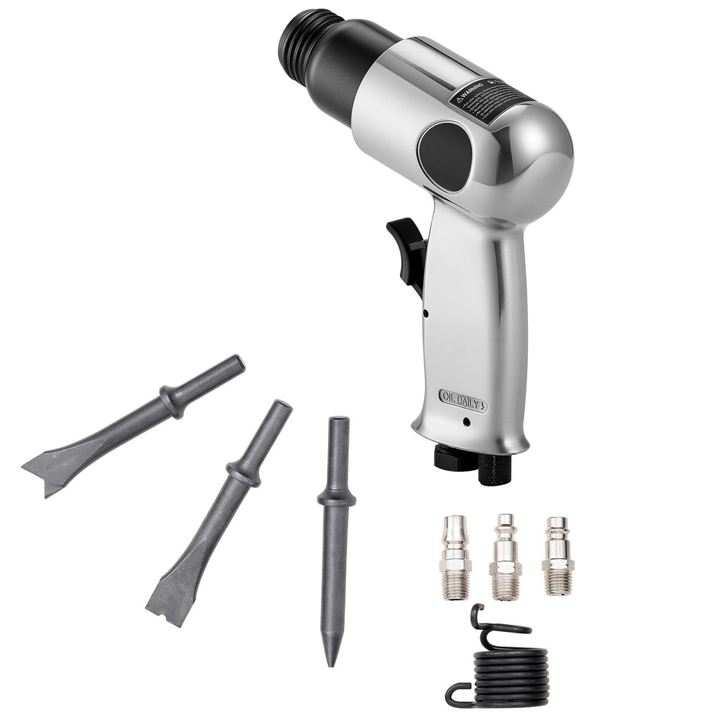Air Hammer, 4500BPM Pneumatic Hammer with 1.57-inch Stroke & 4PCS Chisels Round Shank, Lightweight & Compact Air Chisel Pneumatic Shovel Tool for Cutting Punching Scraping