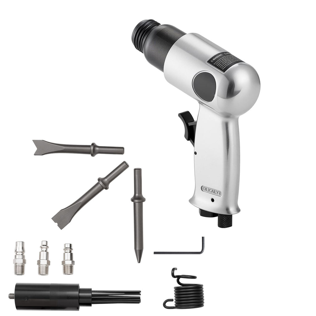 Air Hammer, 4500BPM Pneumatic Hammer with Rust Removal Air Needle Scaler & 4PCS Chisels Round Shank, Lightweight & Compact Air Chisel Pneumatic Shovel Tool for Cutting Scraping Demolishing