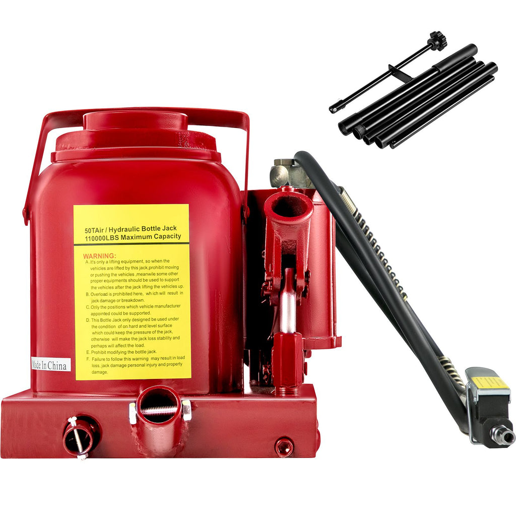 Air Hydraulic Bottle Jack 50 Ton Bottle Jack 110231lbs Air Jack Rugged Steel Construction Heavy Duty for Auto Truck RV Repair Lift Tools