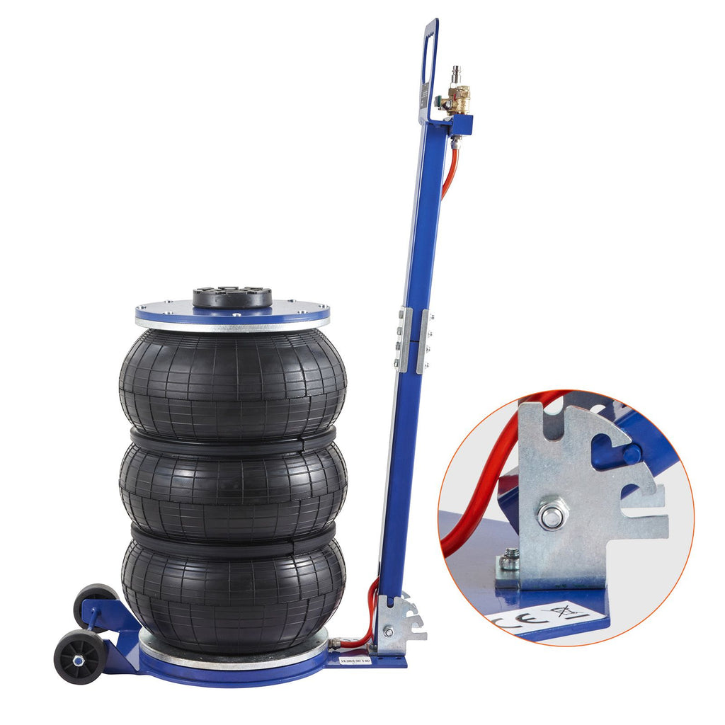 Air Jack, 5 Ton/11000 lbs Triple Bag Air Jack, Airbag Jack with Six Steel Pipes, Lift up to 18.5 inch/470 mm, 3-5 s Fast Lifting Pneumatic Jack, with Adjustable Handle for Car, Garage, Repair