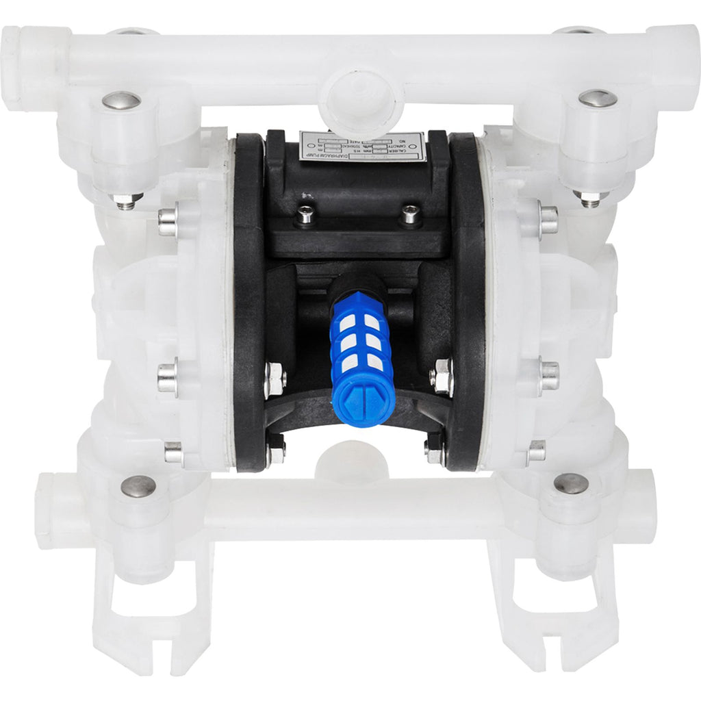 Air-Operated Double Diaphragm Pump, 1/2 in Inlet & Outlet, Polypropylene Body, 8.8 GPM & Max 120PSI, PTFE Diaphragm Pneumatic Transfer Pump for Petroleum, Diesel, Oil & Low Viscosity Fluids