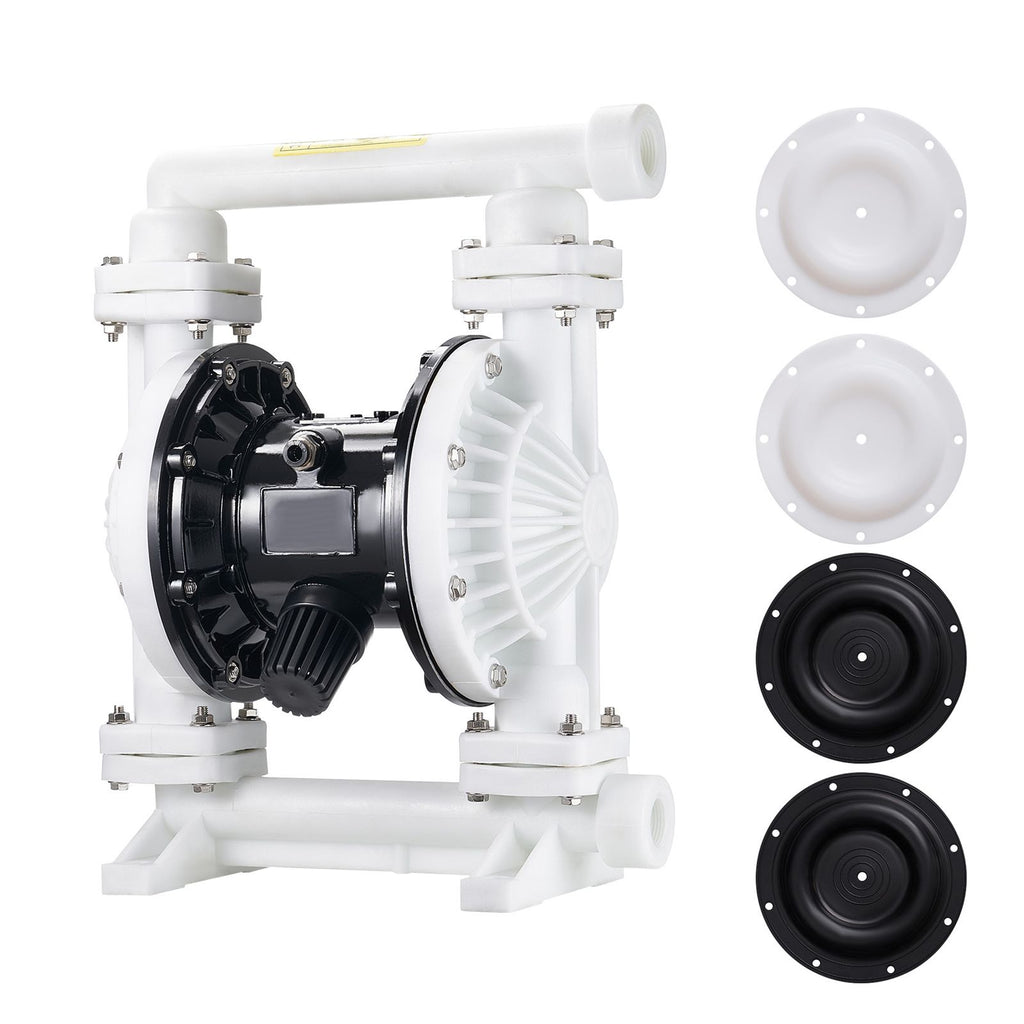 Air Operated Double Diaphragm Pump, 25 GPM, 1 inch Inlet & Outlet Pneumatic Waste Oil Transfer Pump, Max 100 PSI, Polypropylene Body, Air-Operated for Diesel, Grease, Kerosene, Gasoline & Oil