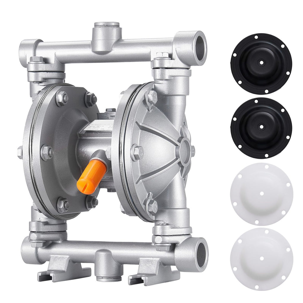 Air Operated Double Diaphragm Pump, 6.6 GPM, 3/8 inch Inlet & Outlet Pneumatic Waste Oil Transfer Pump, Max 100 PSI, Aluminum Alloy Body, Air-Operated for Diesel, Grease, Kerosene, Gasoline