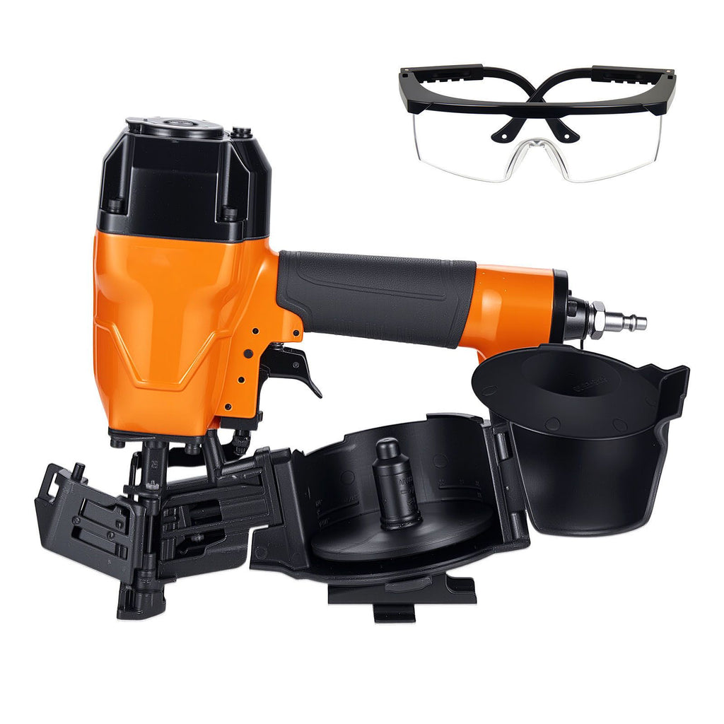 Air Roofing Nailer CN45C, 3/4" to 1-3/4" 15 Degree Roofing Nail Gun with Two Firing Modes & Tool-Free Depth Adjustment, 70-110 PSI Pneumatic Coil Nailer for Asphalt Shingles, Roof Sheathing