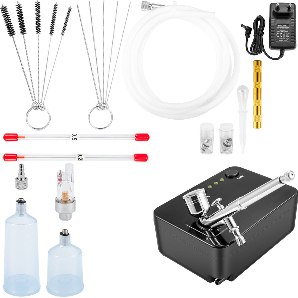 Airbrush Kit, Portable Airbrush Set with Compressor, Airbrushing System Kit with Multi-Purpose Dual-Action Gravity Feed Airbrushes, Art Nail Cookie Tattoo Makeup