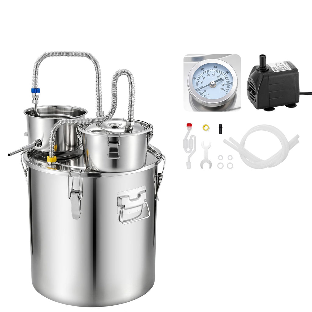 Alcohol Still, 13.2 GAL/ 50L Alcohol Distiller with Thumper Keg, Dual-scale Thermometer, and Water Pump, Home Brewing Kit for DIY Whiskey Wine Brandy