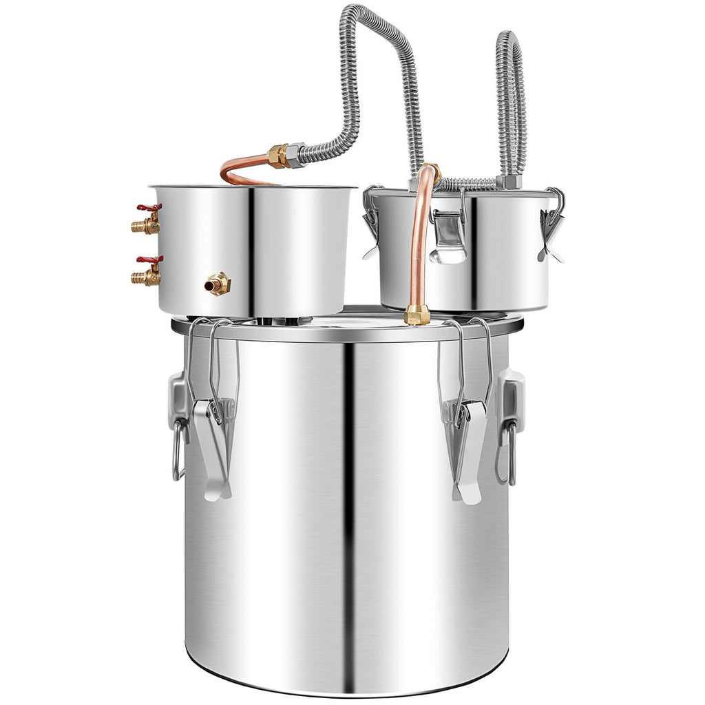 Alcohol Still, 13.2Gal / 50L Stainless Steel Water Alcohol Distiller Copper Tube Home Brewing Kit Build-in Thermometer for DIY Whisky Wine Brandy, Silver