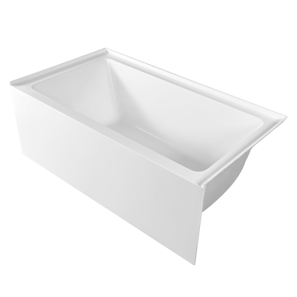 Alcove Bathtub, 54" x 30" Contemporary Alcove Acrylic Bathtub, Soaking Bath Tub with Right Hand Drain and Overflow Hole, Large Rectangular Deep Soak Tub for Bathroom with Integral Flange, White