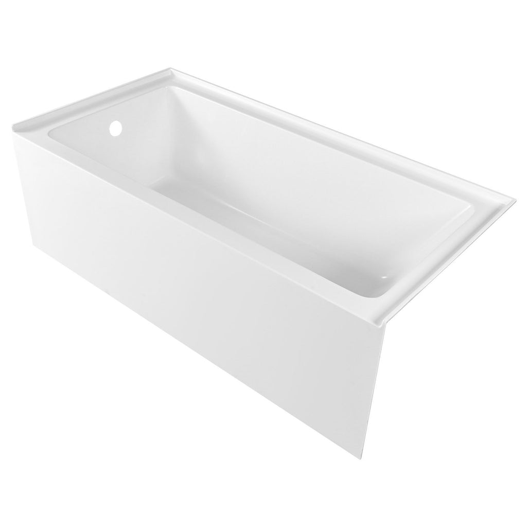 Alcove Bathtub, 60" x 30" Contemporary Alcove Acrylic Bathtub, Soaking Bath Tub with Left Hand Drain and Overflow Hole, Large Rectangular Deep Soak Tub for Bathroom with Integral Flange, White