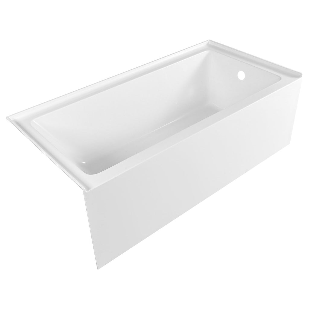 Alcove Bathtub, 60" x 30" Contemporary Alcove Acrylic Bathtub, Soaking Bath Tub with Right Hand Drain and Overflow Hole, Large Rectangular Deep Soak Tub for Bathroom with Integral Flange, White