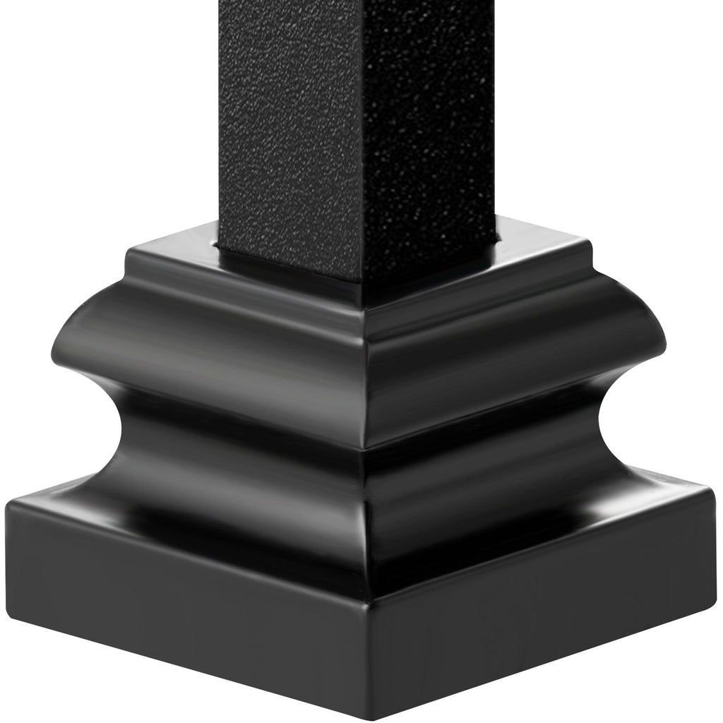 Aluminum Alloy Baluster Shoes Stair Flat Shoe with Screw Holes for 1/2 Inch Square Scroll Basket Twist Knuckle Staircase Balusters Metal Spindle Railing, Satin Black (50 Pcs)