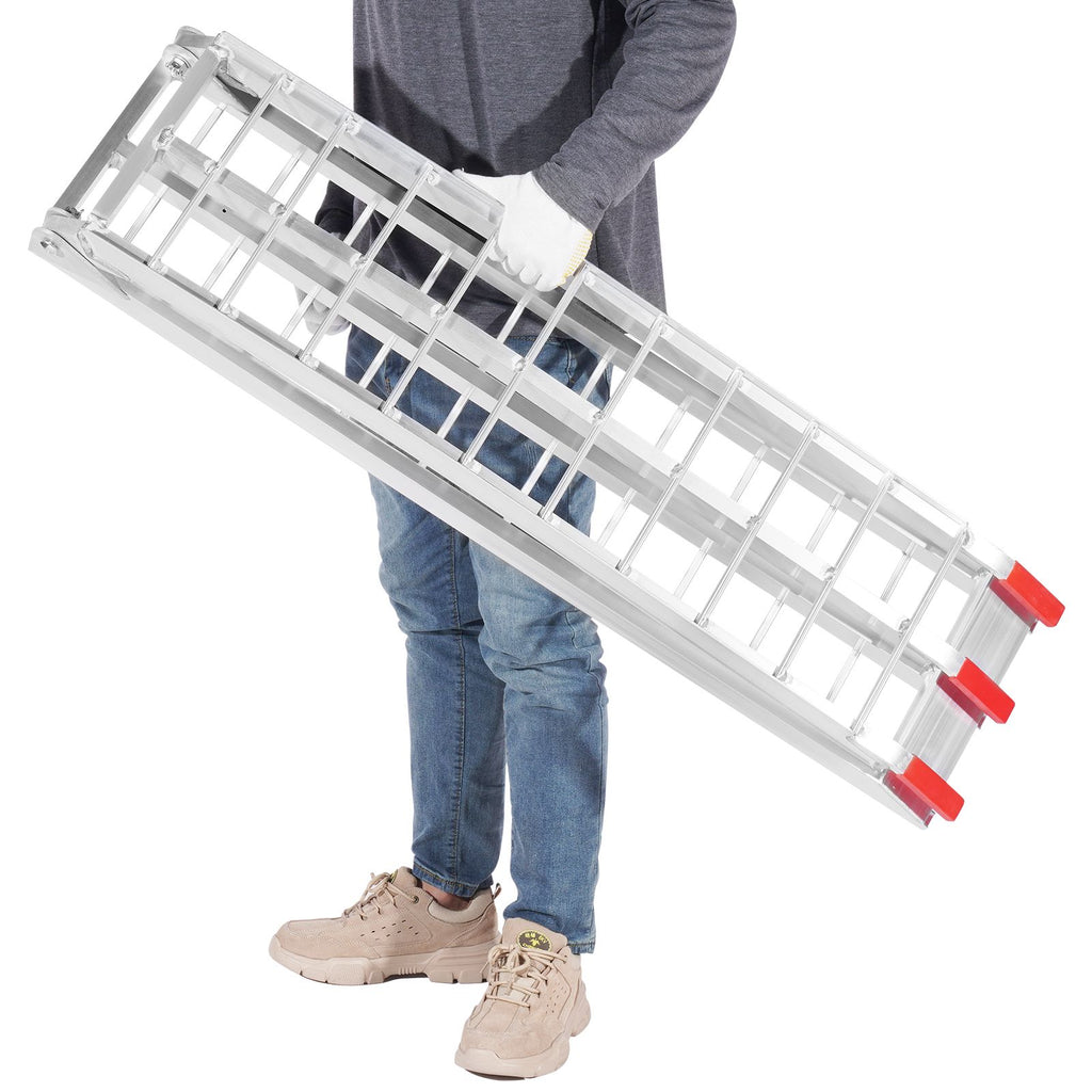 Aluminum Ramps, 1500 lbs Folding Loading Ramps for Pickup Trucks Bed, Trailers Ramp with Load Straps for Dirt Bike, UTV, ATV, Trucks, Lawn Mowers, Snowblower, Cargo Trailer, 89"L x 12"W, 2 Pcs