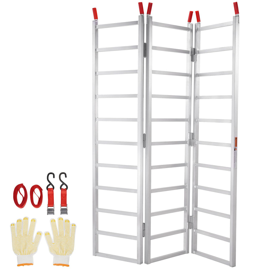 Aluminum Ramps, 1500 lbs, Tri-Fold Ramp with Load Straps, Folding Loading Ramp for Motorcycle, Tractor, ATV/UTV, Trucks, Lawn Mower, Snow Blower, 77"L x 54"W, 1 Pc
