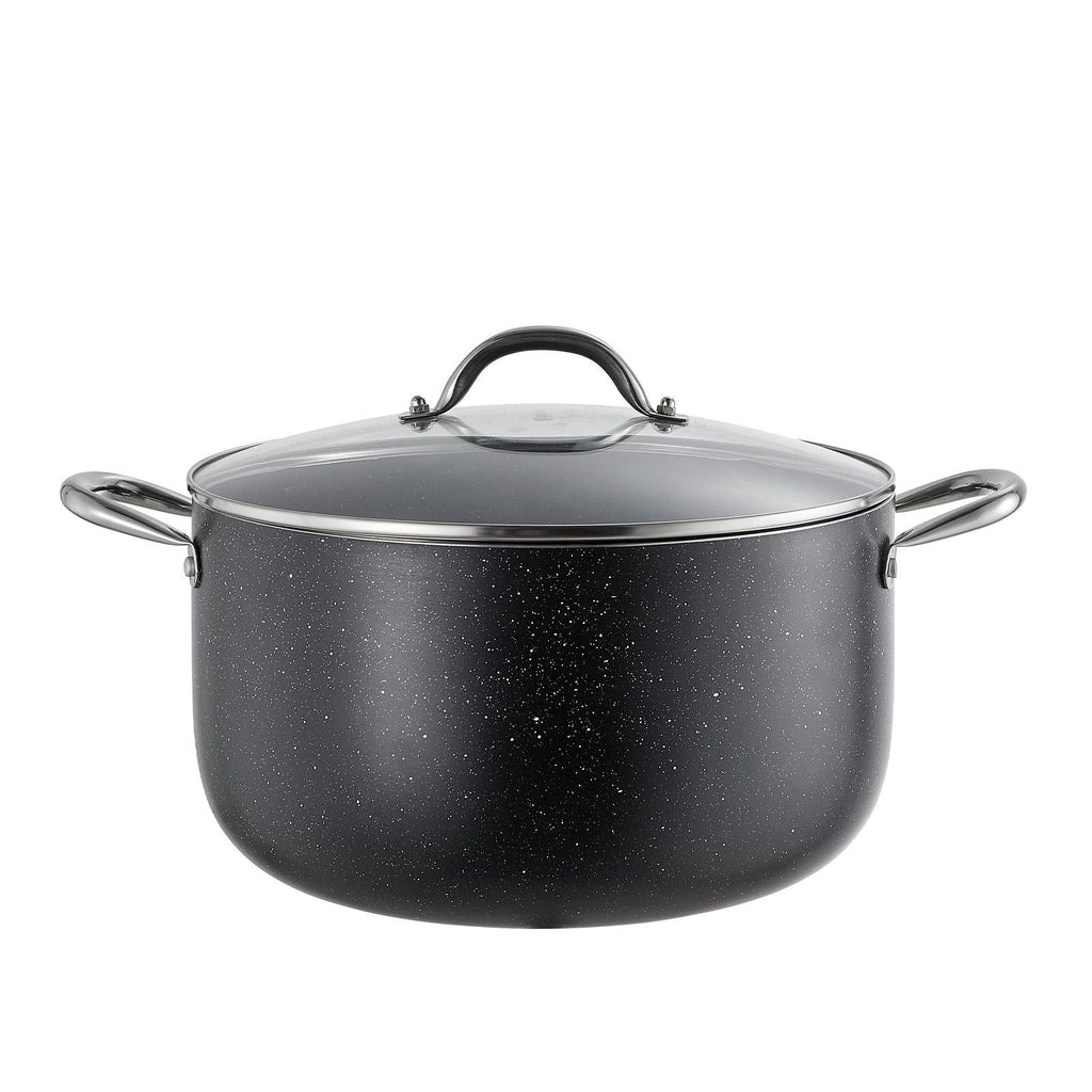 Aluminum Stock Pot, 12-Quart Nonstick Ceramic Coated Pot with Glass Lid, PFOA-Free, PFAS-Free, Compatible with Gas Stoves, Induction Cooktops, Electric Stoves, for Soups, Stews, and Pasta