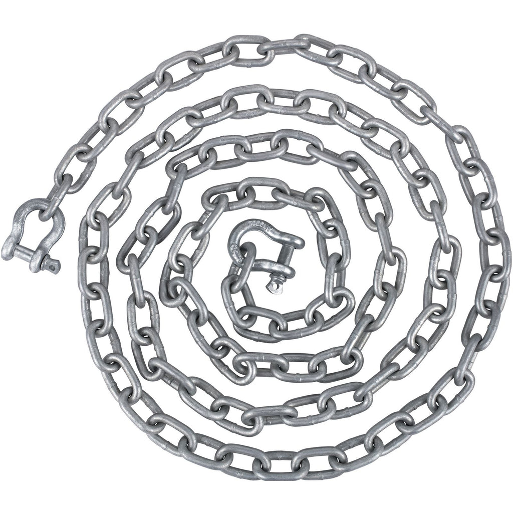 Anchor Chain, 10' x 5/16" Galvanized Steel Chain, 3/8" Anchor Chain Shackle, 11650lbs Anchor Lead Chain Breaking Load, 9460lbs Anchor Chain Shackle Breaking Load, Anchor Chain for Boats, Ships