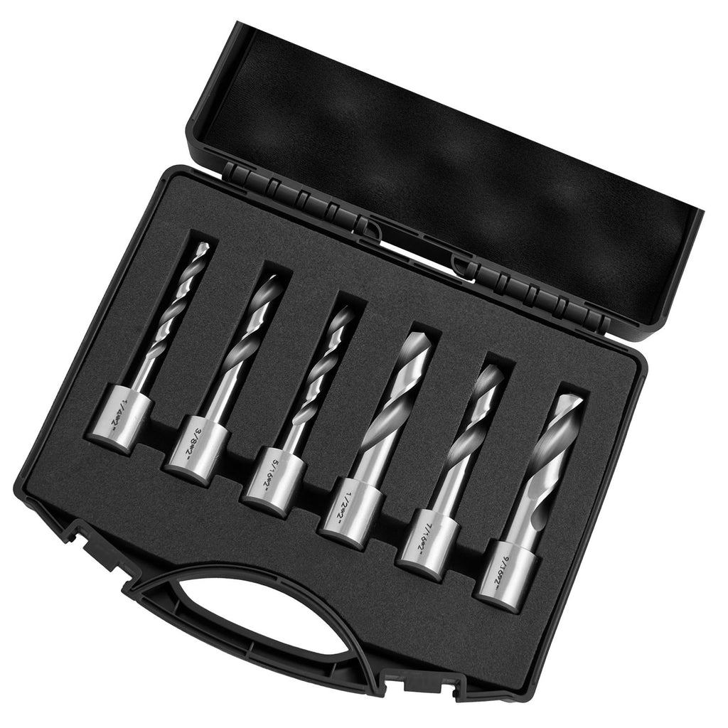 Annular Cutter Set, 6 pcs Weldon Shank Mag Drill Bits Kit, 2" Cutting Depth,1/4" to 9/16" Cutting Diameter, HSS, 6 Drill Bits with Plastic Case, for Magnetic Drills, Steel, Aluminum, Copper