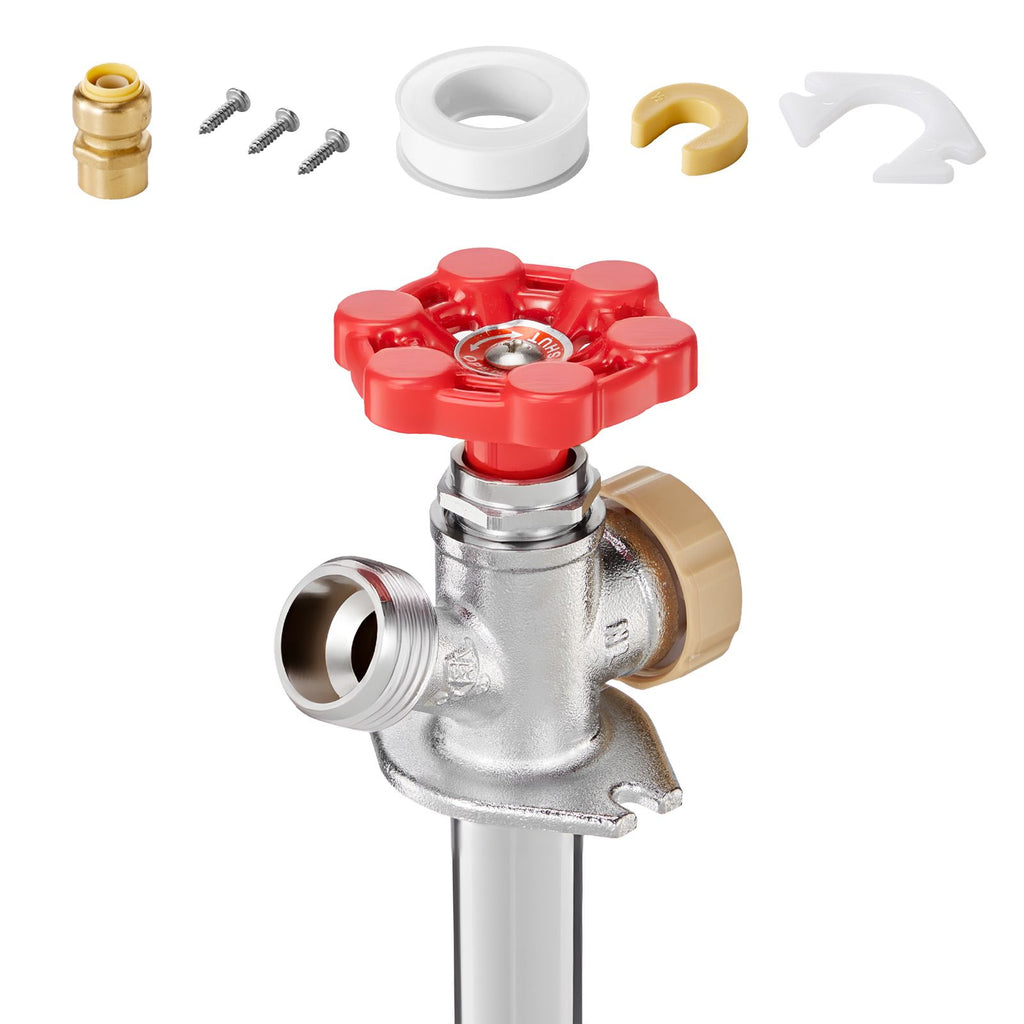 Anti-Siphon Frost-Proof Sillcock, 12" Freeze Proof Outdoor Faucet Bib with Backflow Preventer, 1/2" Push-to-Fit Connector X 3/4" Hose Bibb, No Lead Frost-free Spigot for PEX Copper CPVC Pipes