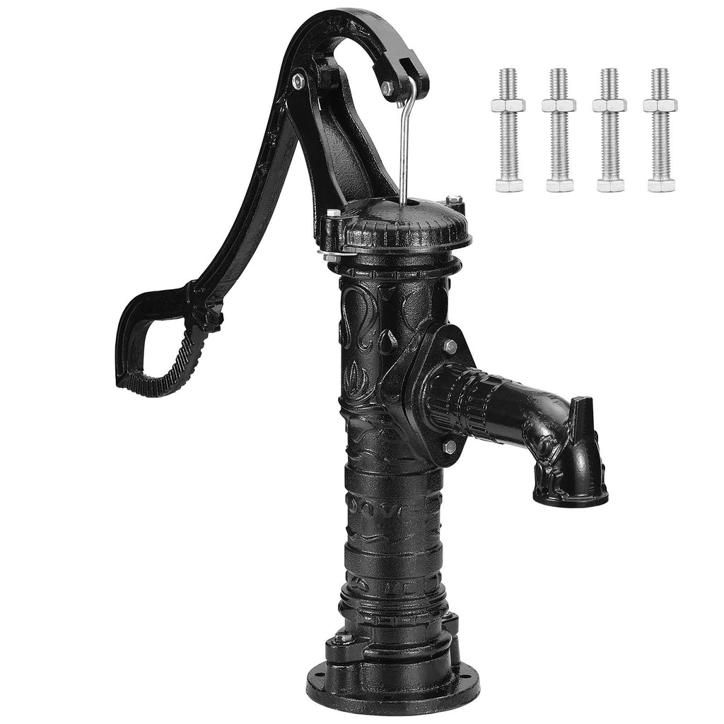 Antique Well Hand Pitcher Pump, 22ft Maximum Lift, Cast Iron Manual Hand Water Pump with Ergonomic Handle NPT1-1/4" Easy Installation, Old Fashioned for Outdoor Home Yard Garden Pond Farm, Black