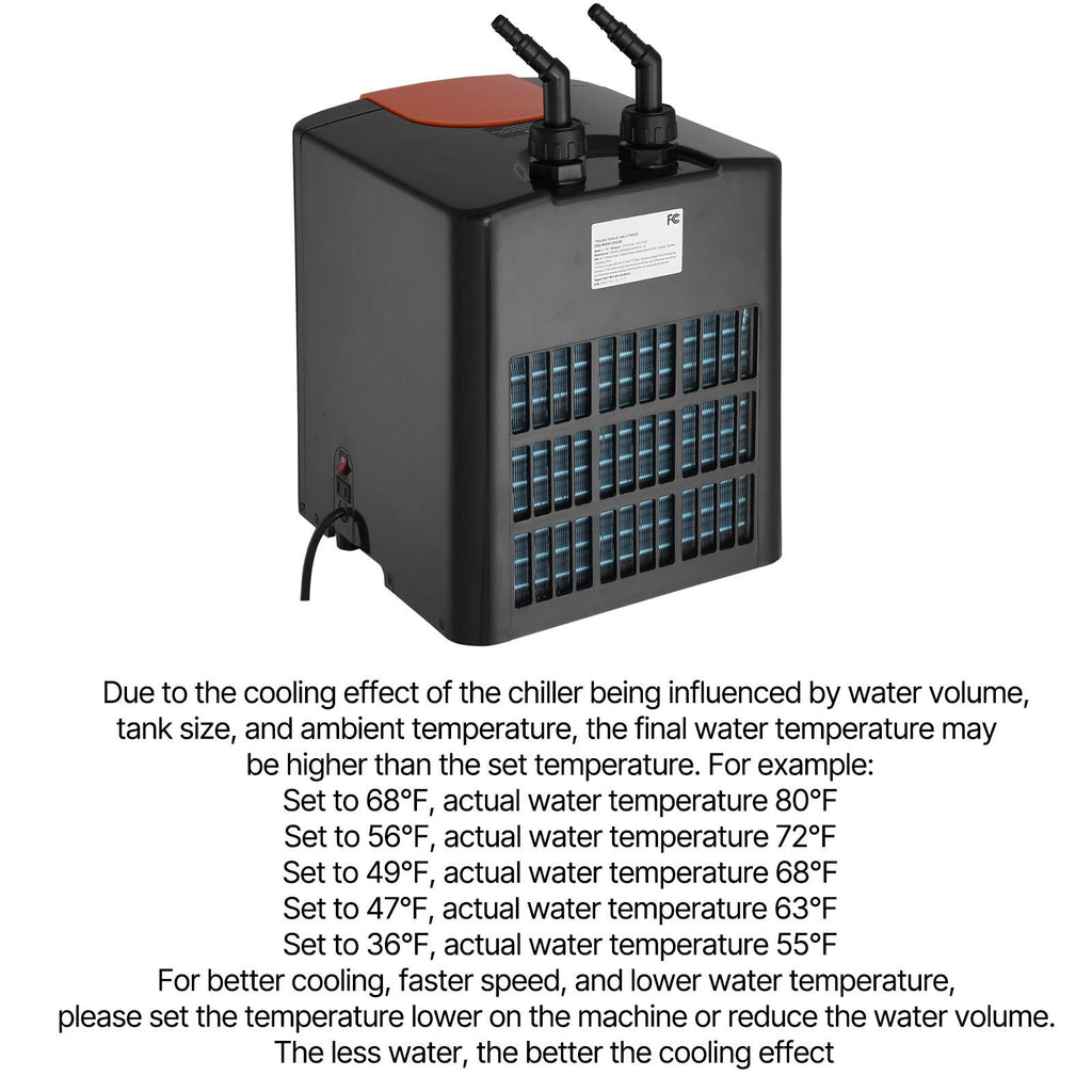 Aquarium Chiller, 52 Gal 196 L, 1/10 HP Hydroponic Water Chiller, Quiet Refrigeration Compressor for Seawater and Fresh Water, Fish Tank Cooling System with Pump/Hose, for Jellyfish, Coral Reef