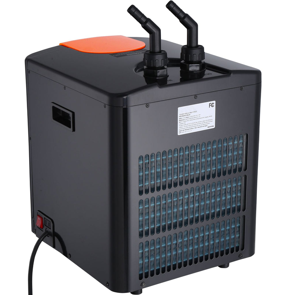 Aquarium Chiller, 92 Gal 348 L, 1/4 HP Hydroponic Water Chiller, Quiet Refrigeration Compressor for Seawater and Fresh Water, Fish Tank Cooling System with Pump/Hose, for Jellyfish, Coral Reef