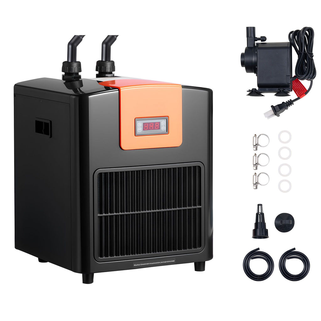 Aquarium Chiller 92 Gallon, 1/4 HP Water Chiller for Hydroponics, Fast Cooling for Fish Tank,Axolotl,Coral Reef,Quiet Refrigeration Compressor, Titanium Evaporator,Complete Fittings
