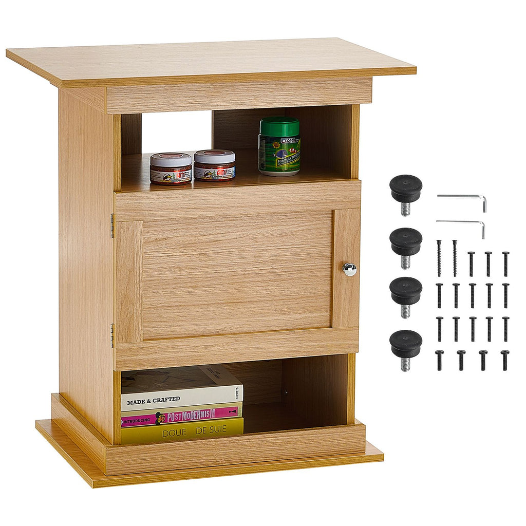 Aquarium Stand, 20 Gallon Fish Tank Stand, 25.2 x 15.7 x 28.3 in MDF Turtle Tank Stand, 167.6 lbs Load Capacity, Reptile Tank Stand with Storage, Cabinet and Hardware Kit, Basswood Color